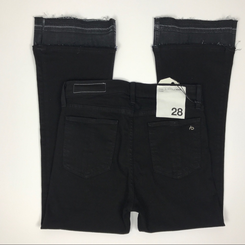 Rag & Bone Black Double Hem Crop Flare Jeans - Picture 3 of 8